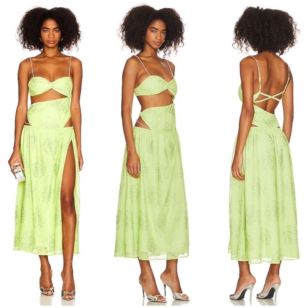 For Love and Lemons Anna Maxi Dress in Green Size M